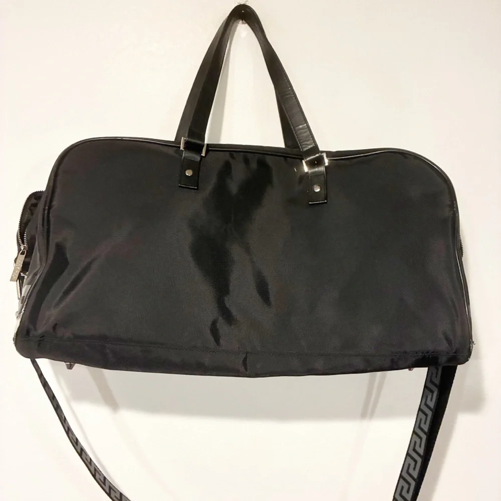 Versace Parfums Duffle Bag Black Greca Design Overnight‎ Weekender Travel Bag
